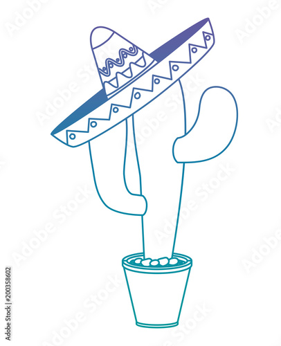 nopal cactus in pot with mexican hat
