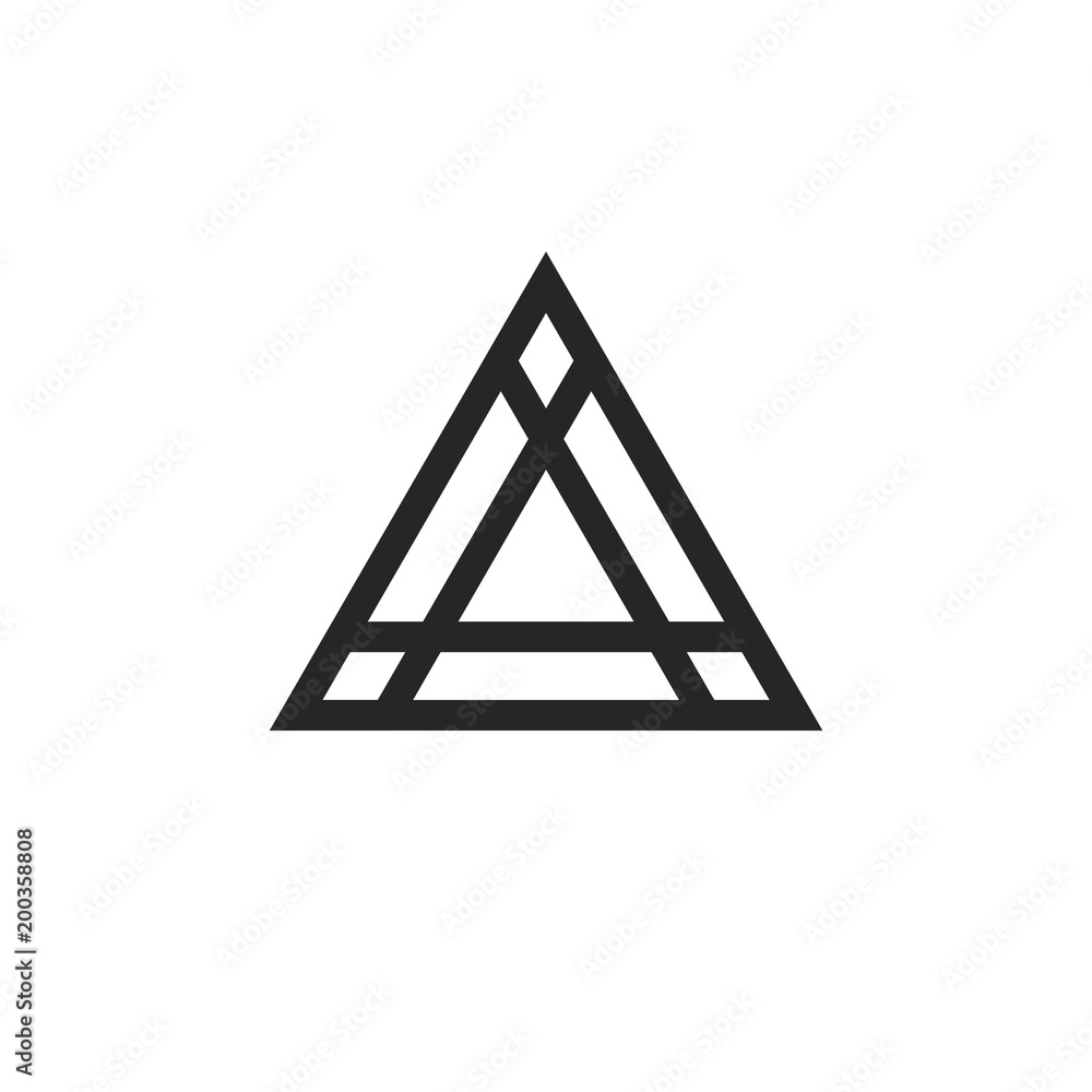 Geometric triangle logo element in thin line style, outline art emblem design Geometric triangle logo element in thin line style, outline art emblem design