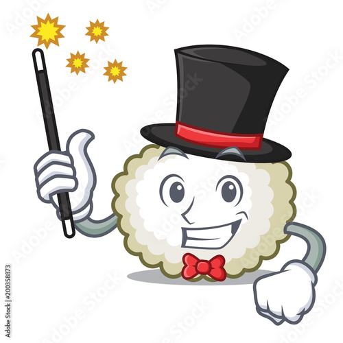 Magician cotton ball mascot cartoon
