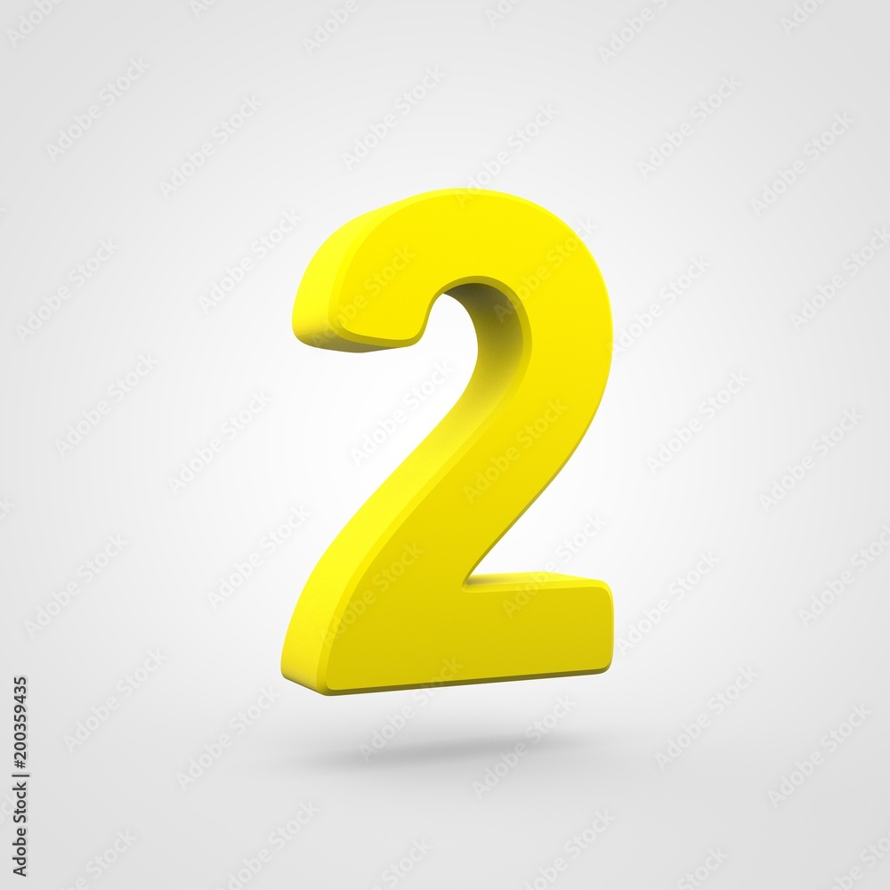 Plastic yellow number 2 isolated on white background. Plastic yellow number 2 isolated on white background.