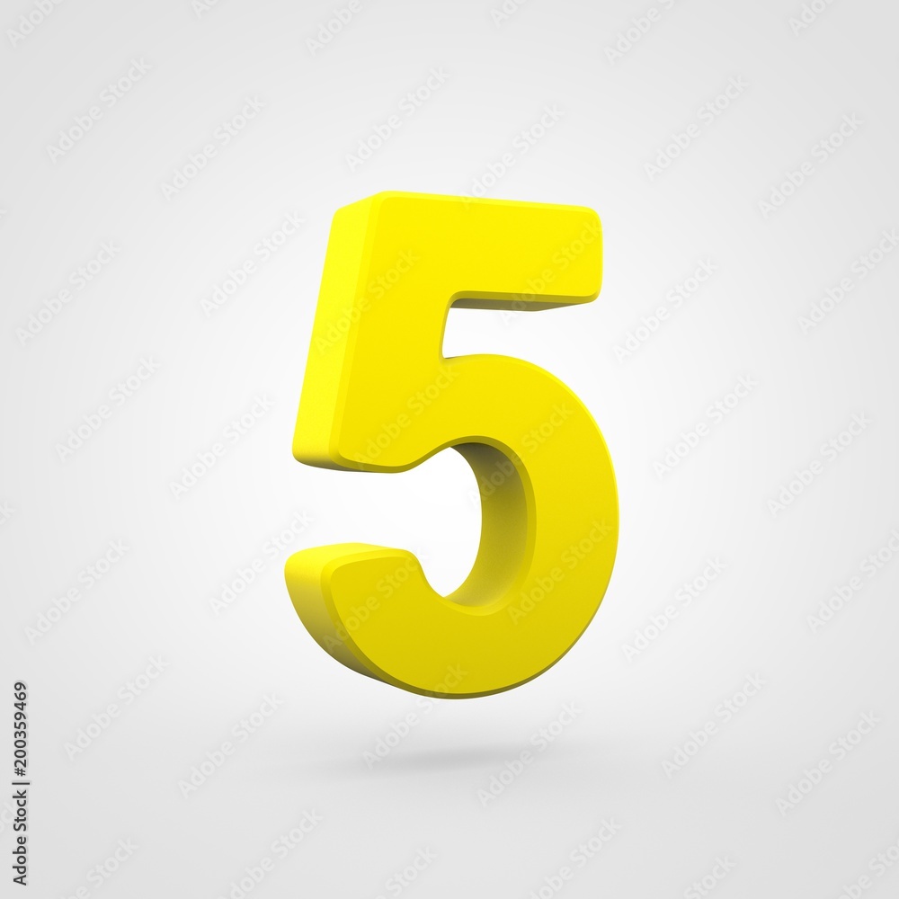 Plastic yellow number 5 isolated on white background. Plastic yellow number 5 isolated on white background.