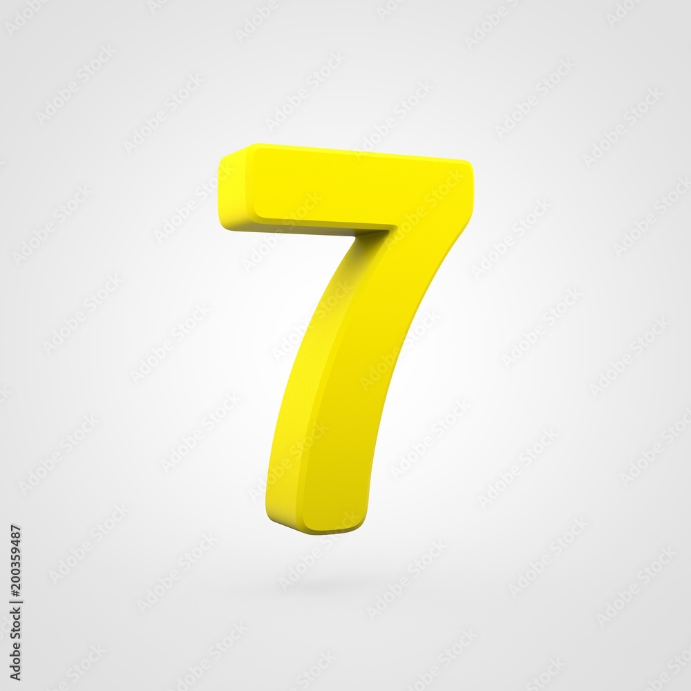 Plastic yellow number 7 isolated on white background. Plastic yellow number 7 isolated on white background.
