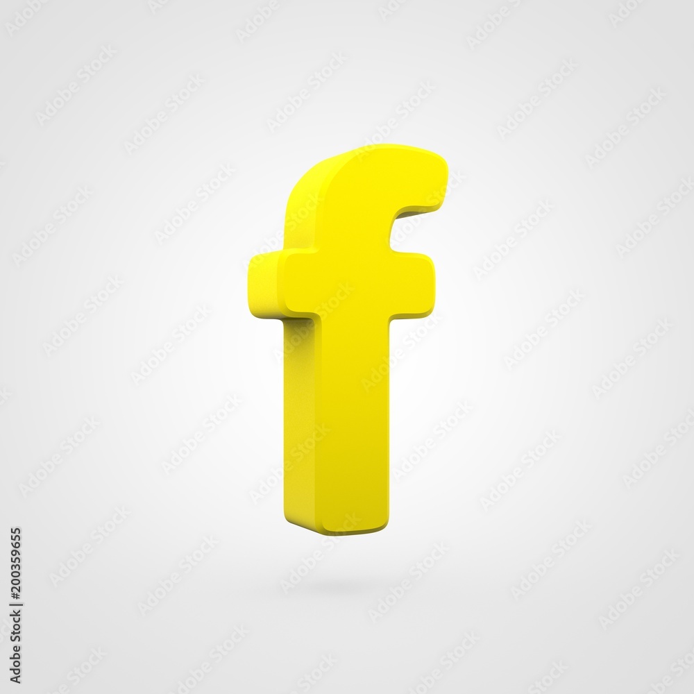 Obraz premium Plastic yellow letter F lowercase isolated on white background.