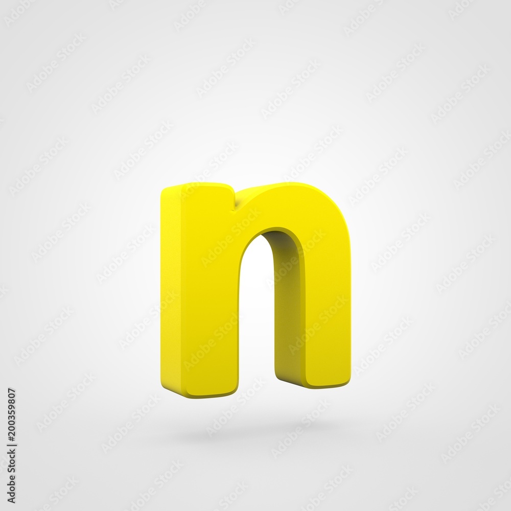 Plastic yellow letter N lowercase isolated on white background. Plastic yellow letter N lowercase isolated on white background.