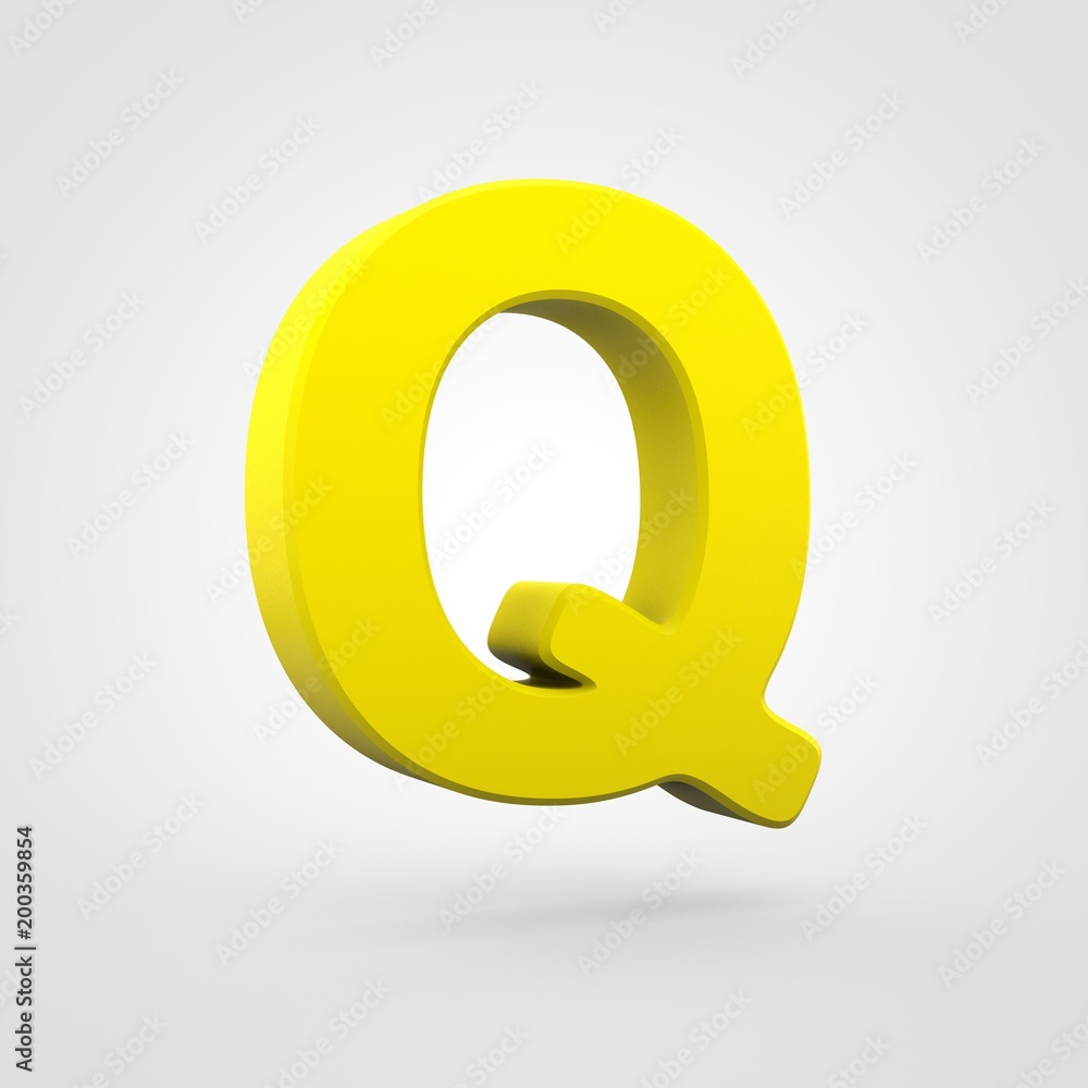 Plastic yellow letter Q uppercase isolated on white background. Plastic yellow letter Q uppercase isolated on white background.