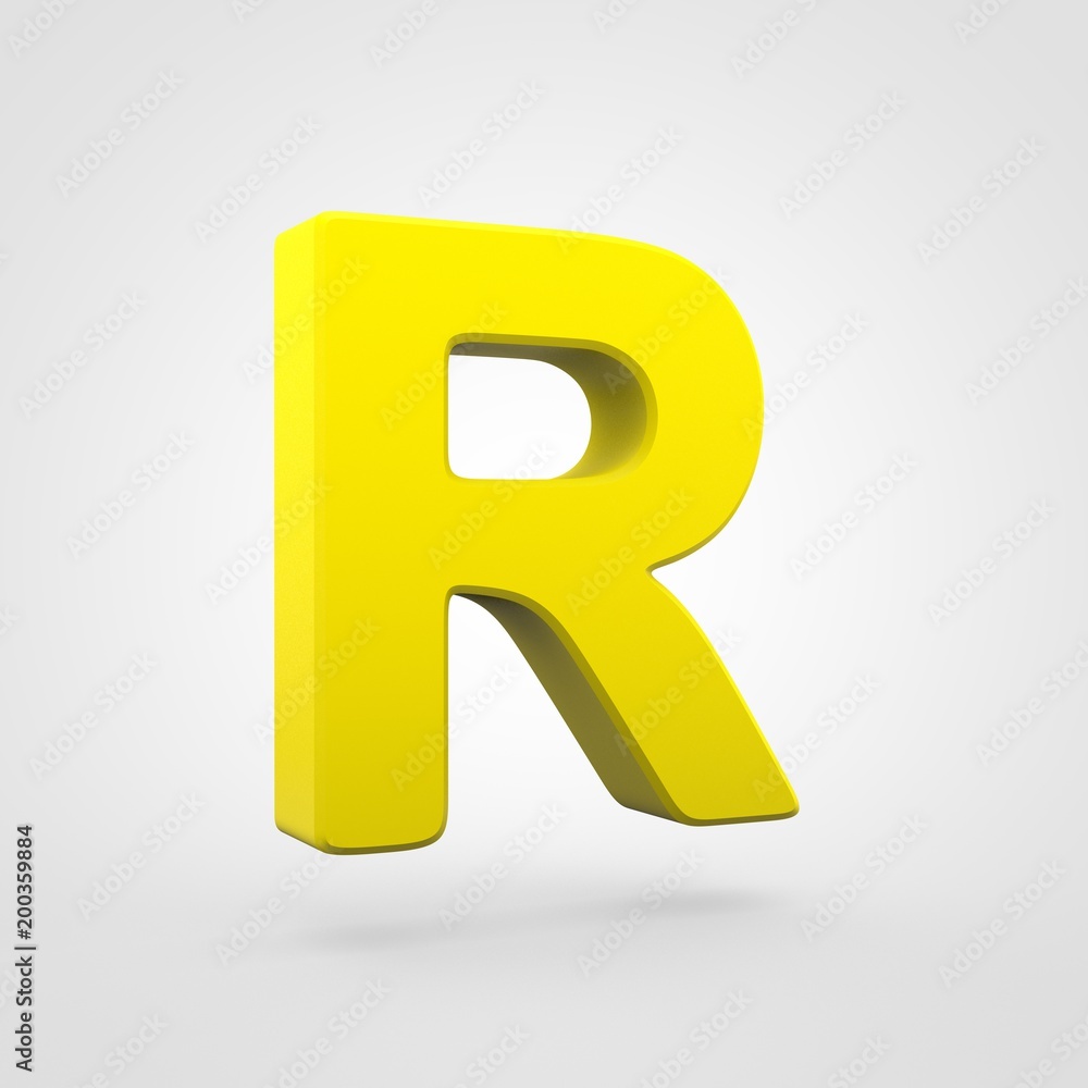 Plastic yellow letter R uppercase isolated on white background. Plastic yellow letter R uppercase isolated on white background.