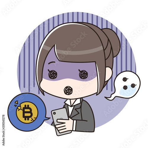 ビットコイン取引で損失が出て青ざめる女性