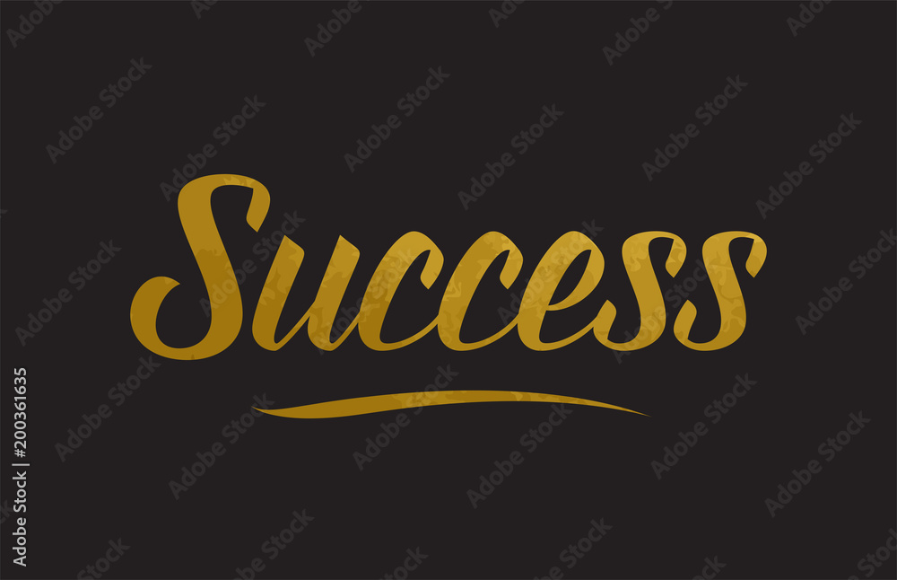 Success gold word text illustration typography