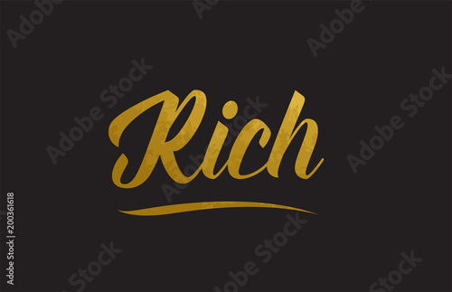 Rich gold word text illustration typography