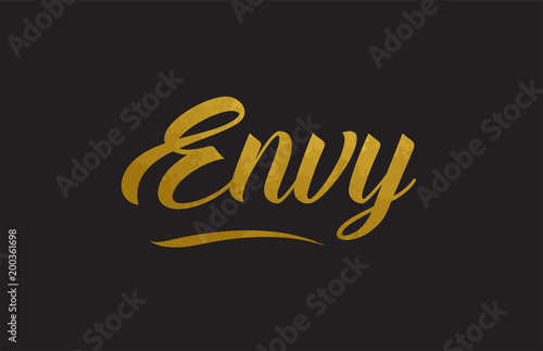 Tablou canvas Envy gold word text illustration typography