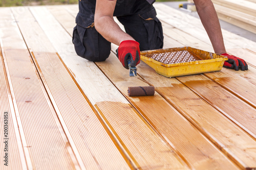 Painting a terrace board impregnation water proofing