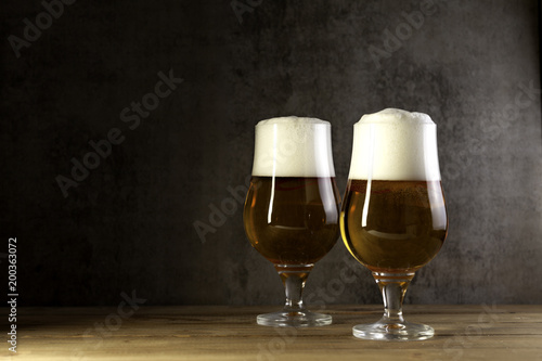 two glasses of beer ale
