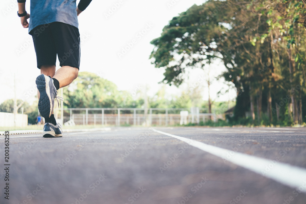 Man is jogging in the morning. Man is jogging in the morning.