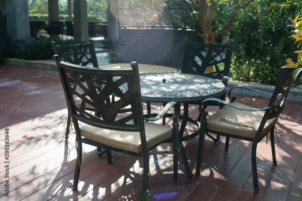 Fototapeta premium garden chair on garden