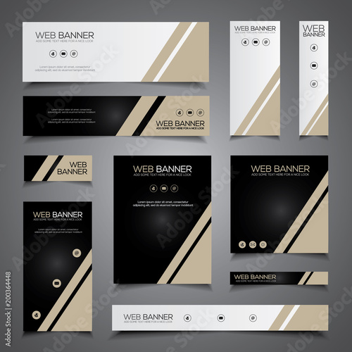 Banner, header or print ready flyer and card template set in different sizes, ideal for corporate identity as well