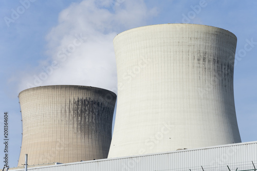 Close up of two cooling towers