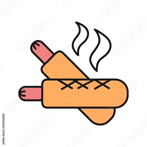 French hot dogs color icon