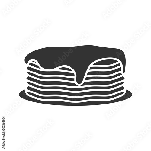 Pancakes stack with jam or honey glyph icon