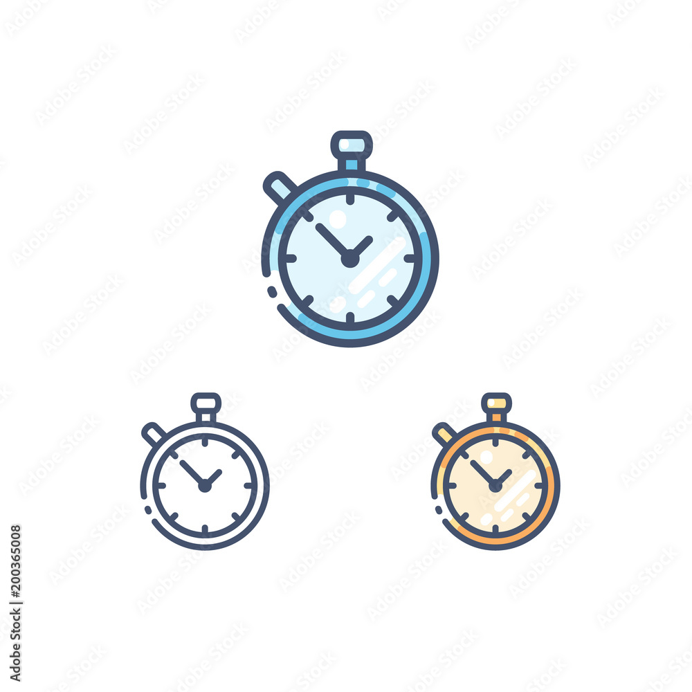 Stopwatch line icons vector set. Stopwatch line icons vector set.