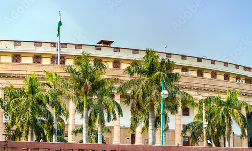 The Sansad Bhawan, the Parliament of India, located in New Delhi photo