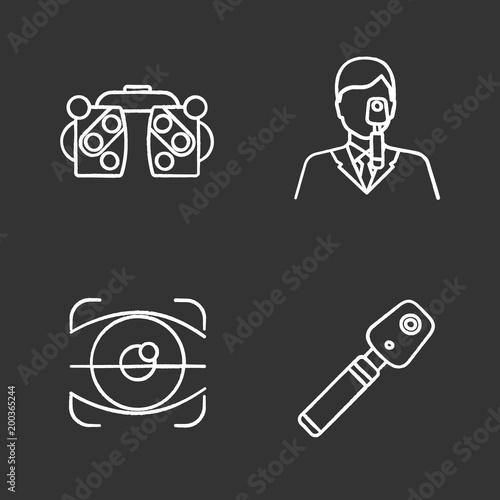 Ophthalmology chalk icons set
