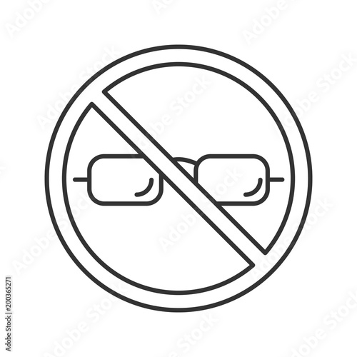 Forbidden sign with glasses linear icon