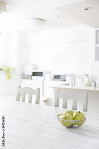 White kitchen background