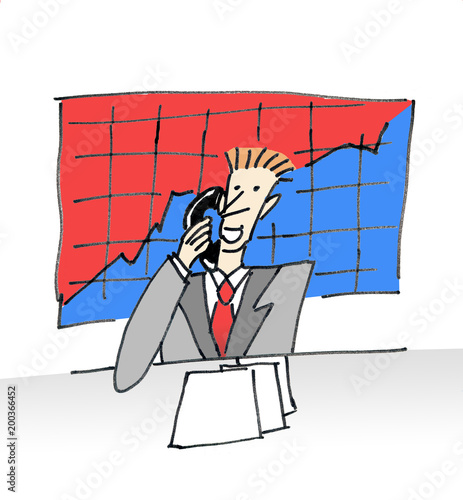 Ein typischer Finanzberater am Telefon anonym als Illustration