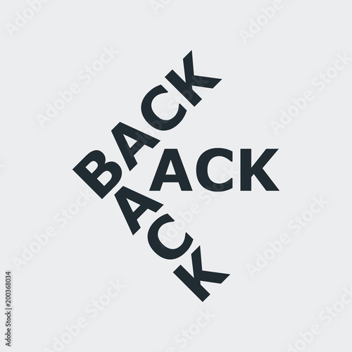Tipografia BACK como flecha en fondo gris