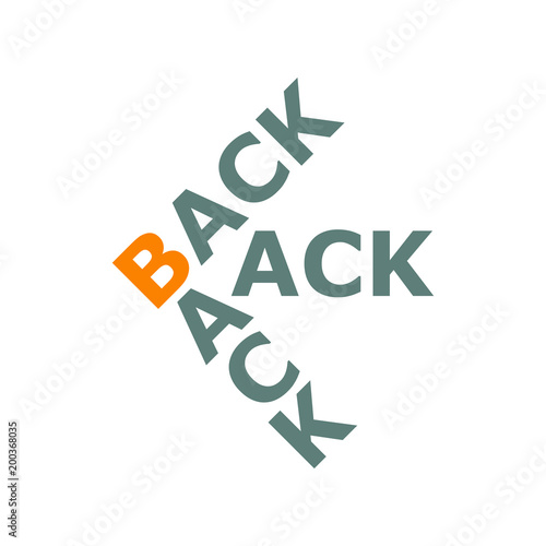 Tipografia BACK como flecha gris y naranja