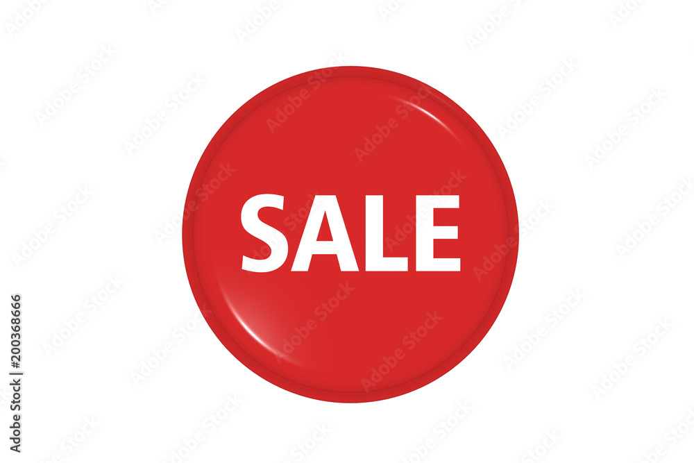 Sale button in red color in white background Sale button in red color in white background