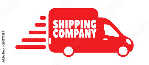 Shipping company, delivery service logo with transport car.