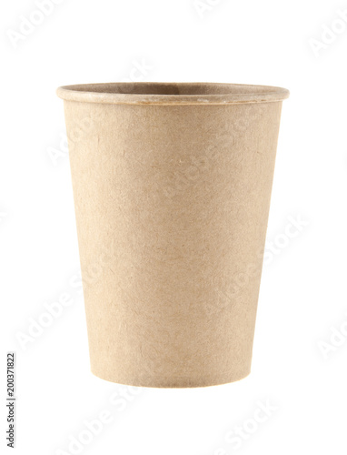 disposable paper cup isolated on white background
