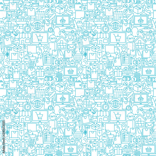 Delivery White Line Seamless Pattern