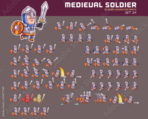 Medieval Soldier Cartoon Game Character Animation Sprite