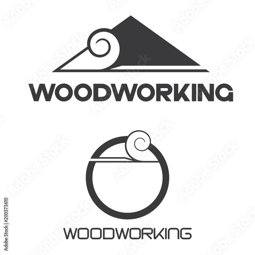 
an illustration consisting of an image of a chisel plowing a tree and the inscription "woodworking"

