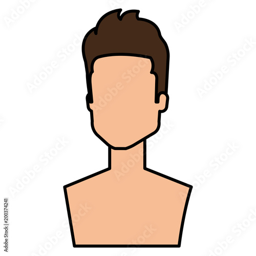 young man shirtless avatar character vector illustration design