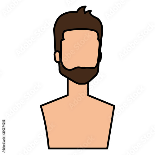 young man with beard shirtless avatar character vector illustration design