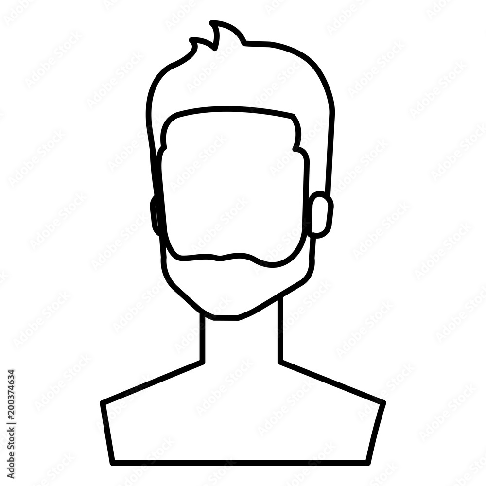 young man with beard shirtless avatar character vector illustration design