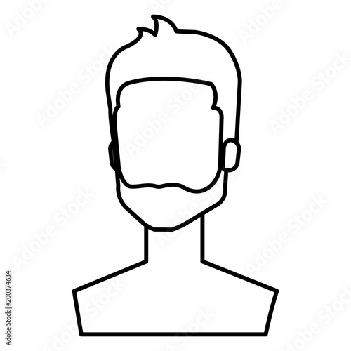 young man with beard shirtless avatar character vector illustration design