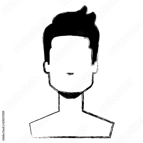 young man with beard shirtless avatar character vector illustration design