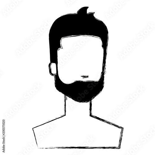 young man with beard shirtless avatar character vector illustration design