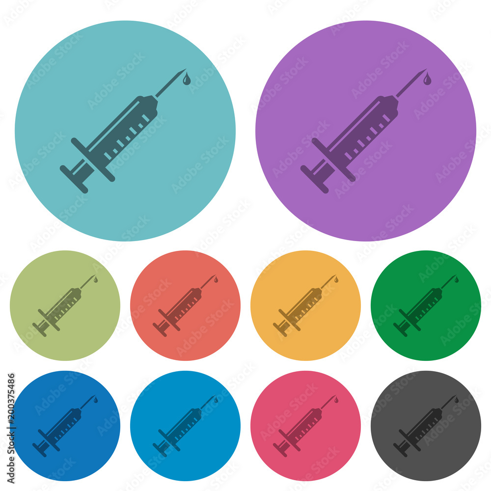 Syringe with drop color darker flat icons Syringe with drop color darker flat icons