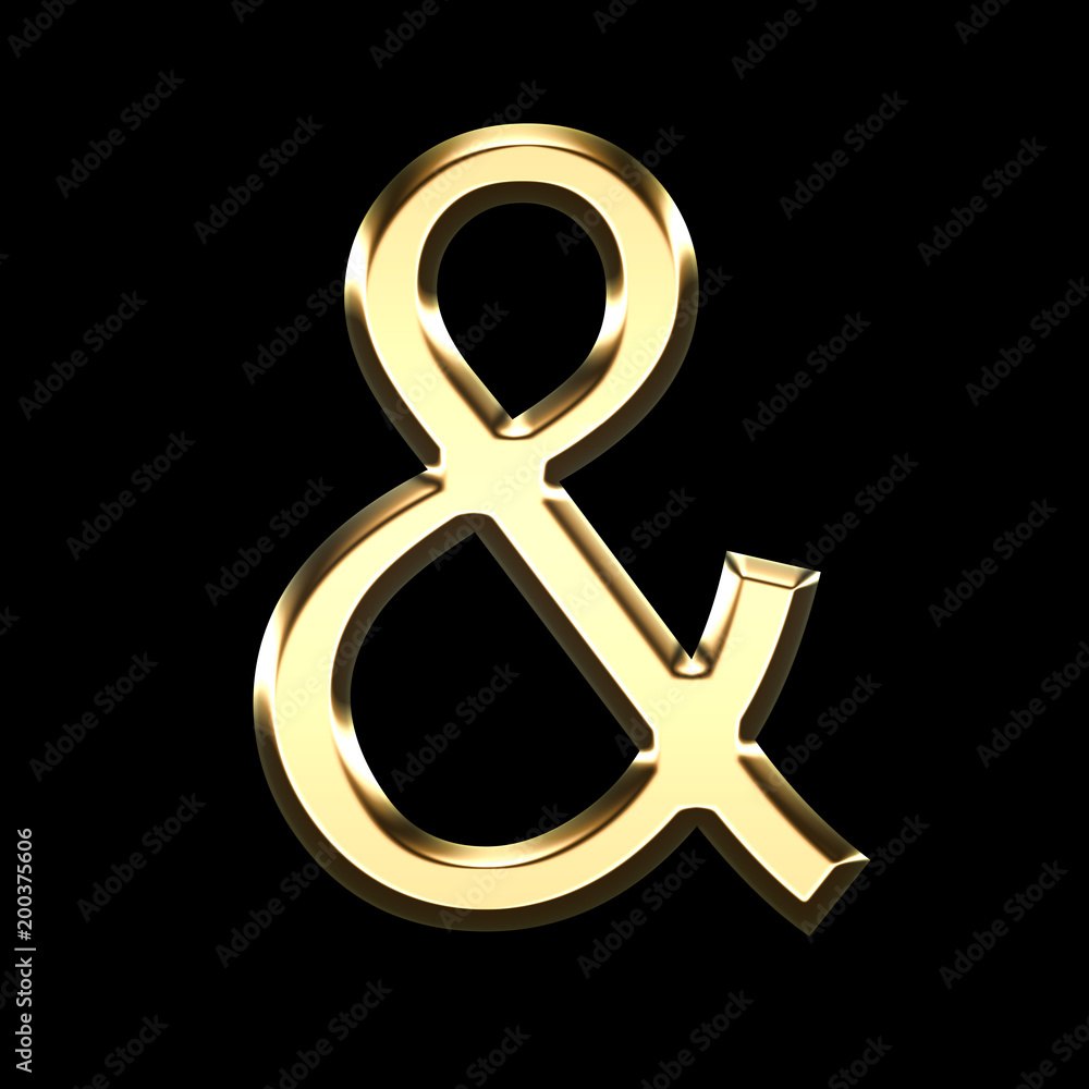 golden 3d symbol representing the word and isolated on black background - 3d render illustration golden 3d symbol representing the word and isolated on black background - 3d render illustration