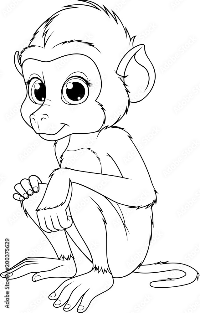 Naklejka premium Funny cute monkey