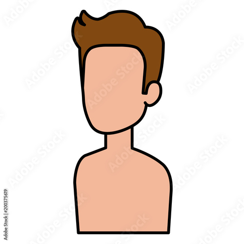 young man shirtless avatar character vector illustration design