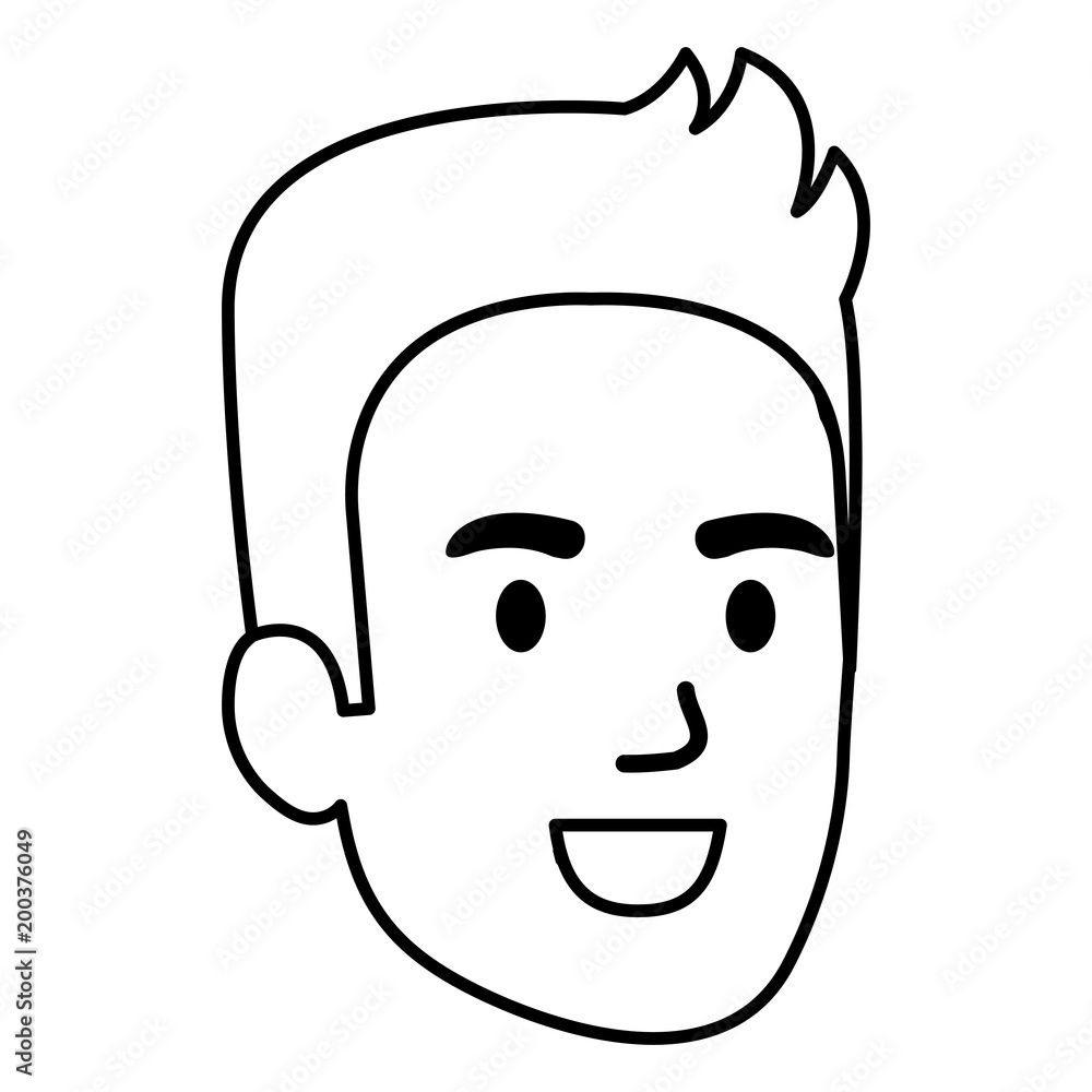 young man head avatar character vector illustration design