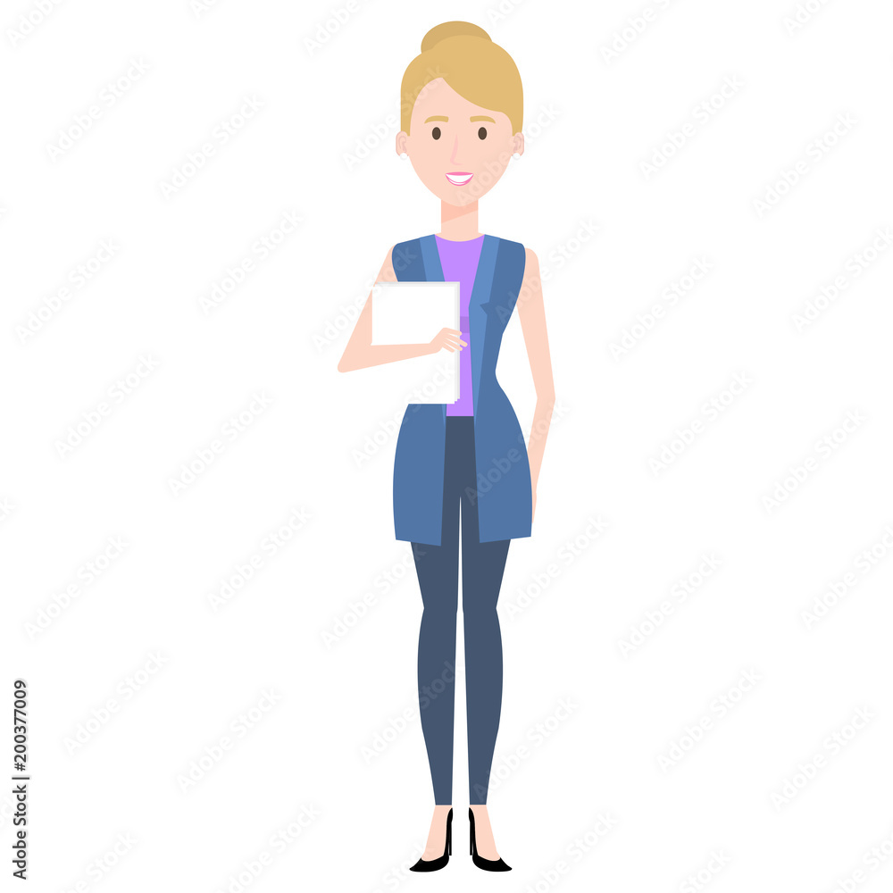 businesswoman with documents avatar character vector illustration design