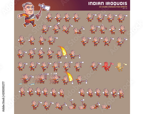  Indian Iroquois Game Character Animation Sprite