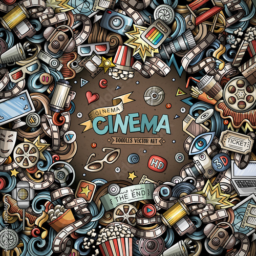 Cartoon cute doodles cinema frame design
